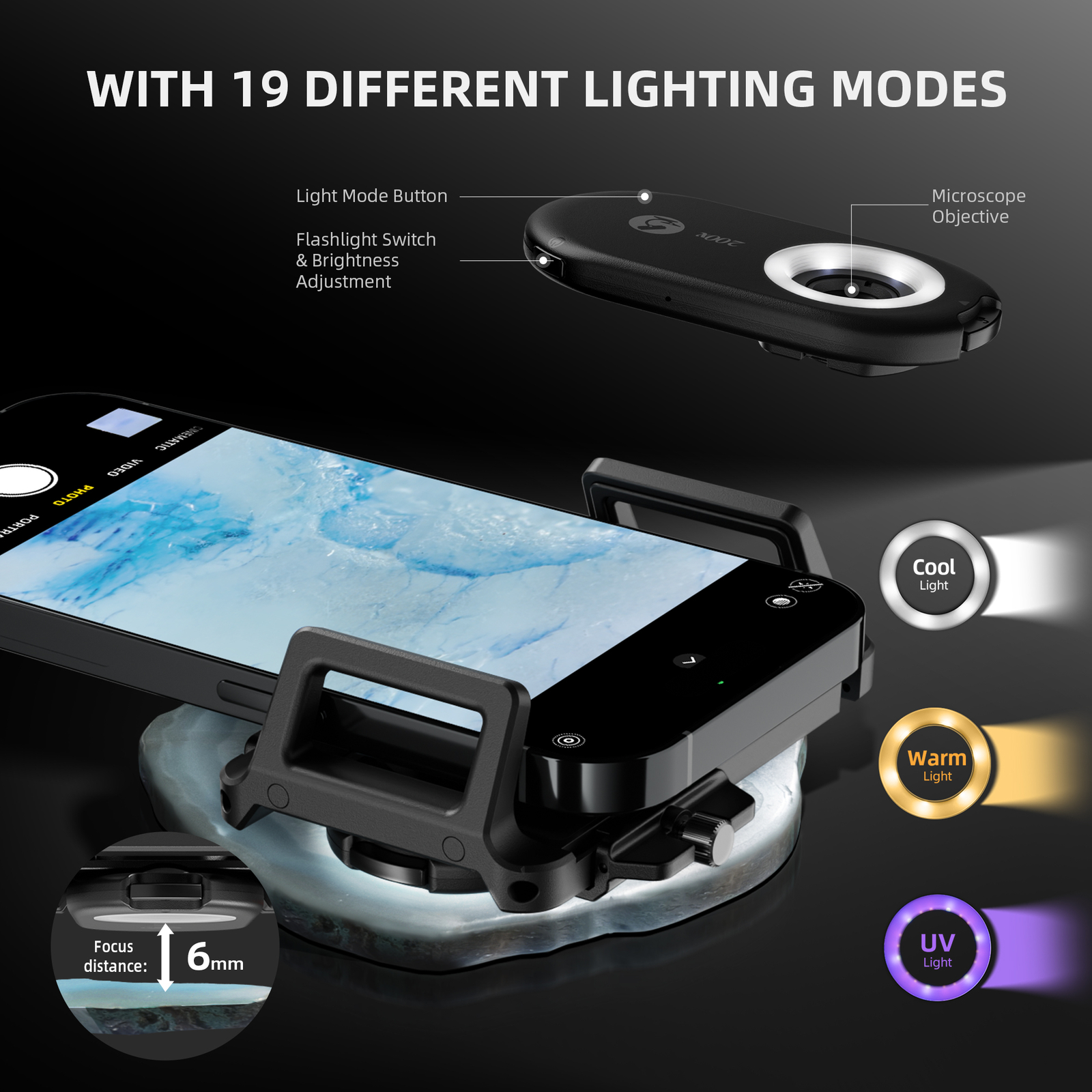 Spider Farmer 200X Trichome Microscope Magnifier w/ LED & UV, Nano Zoom CPL