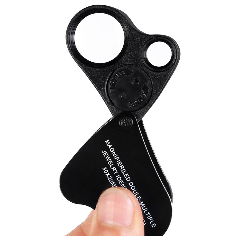 30X 60X Illuminated Jewelers Eye Loupe Foldable Magnifier Bright LED Light Gold