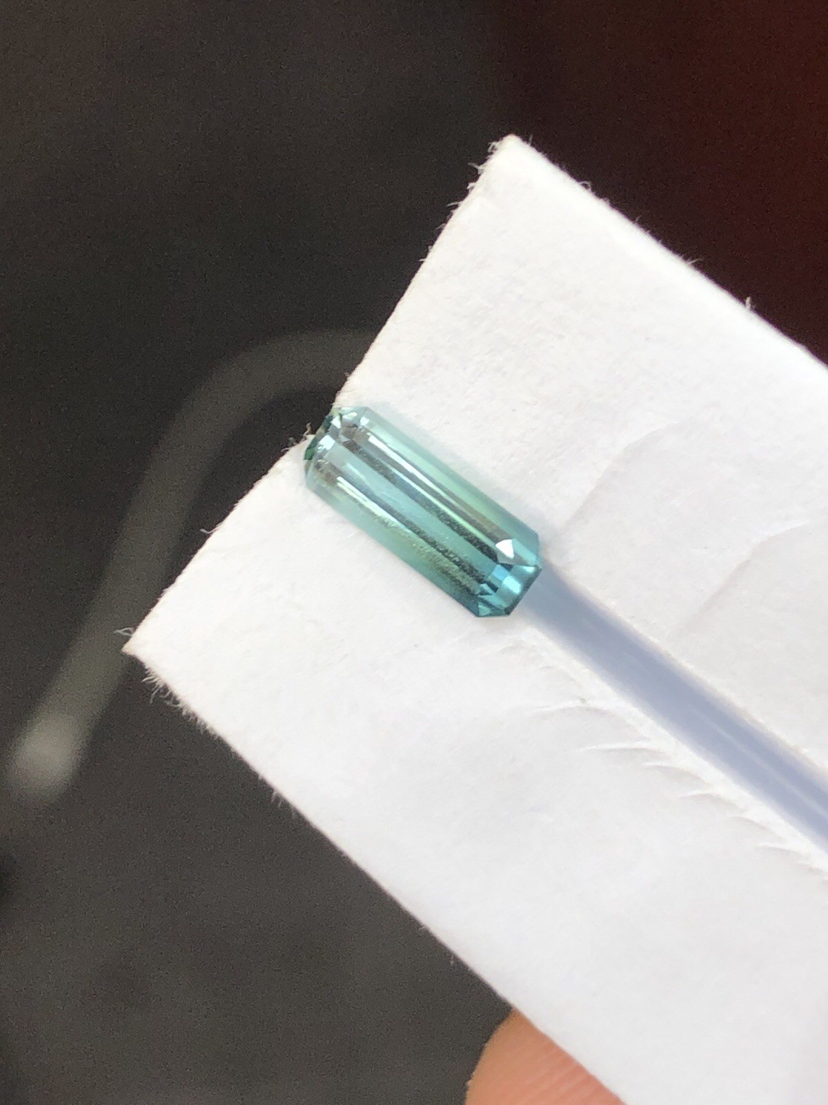 Seafoam Tourmaline Emerald Cut From Afghanistan Bi color zone