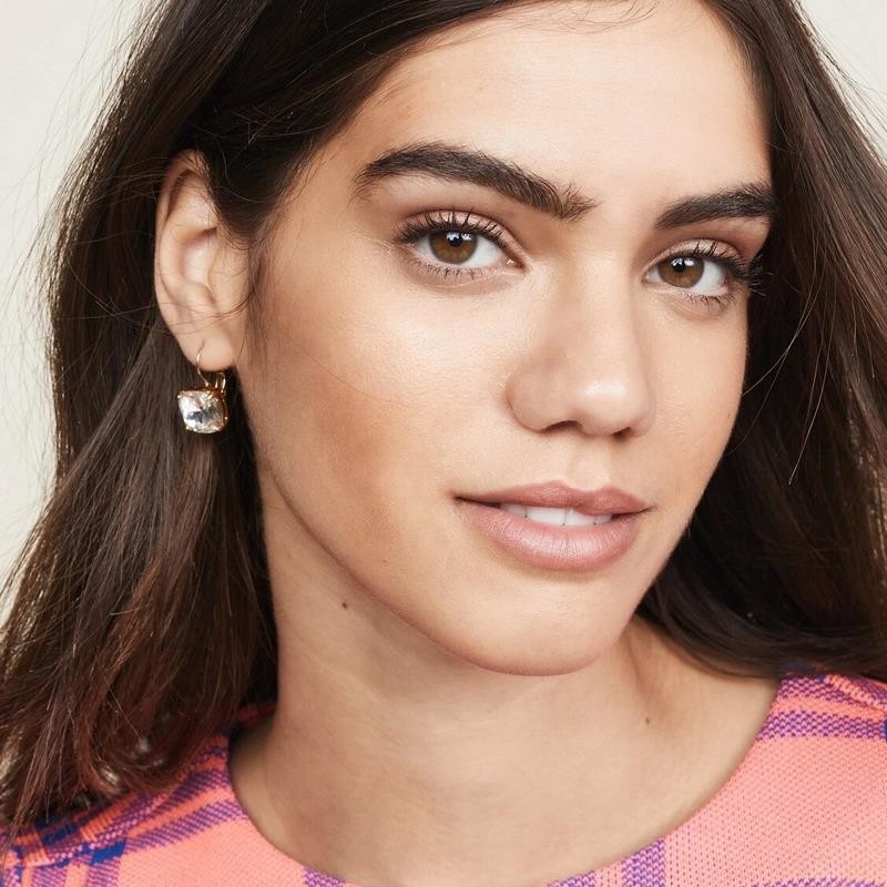 NWT Kate Spade round square leverback earring $48 Crystal Gold