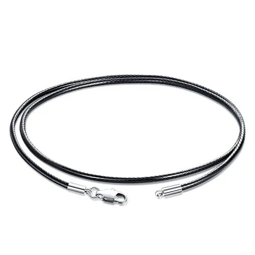 Waterproof Braided Leather Chain Cord Necklace with Stainless Steel Clasp