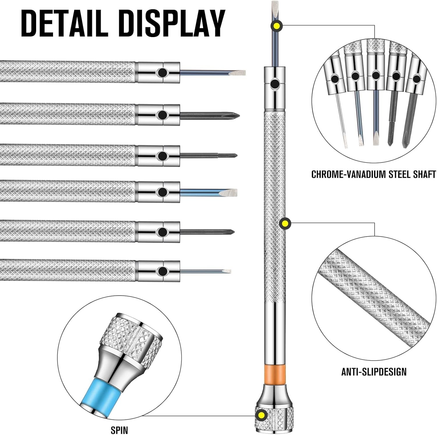 13 Piece Jewelers Screwdriver Set 0.6 2.0 mm with Extra Blades for Watch Repair