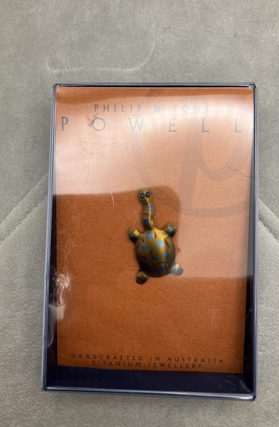 Handcrafted Coated Titanium Turtle Shaped Pin Australia 1.5 X .5 Inches
