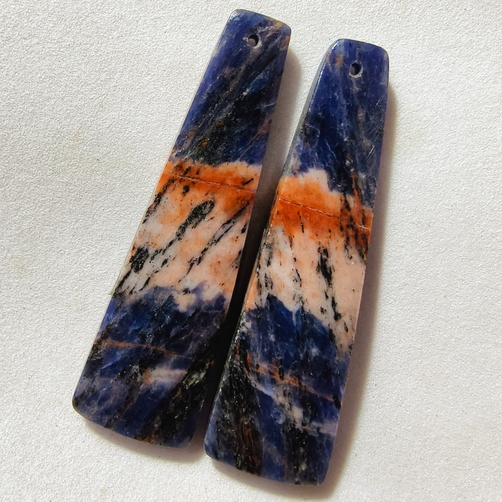 46 Cts Natural Sodalite Drilled Match Pair Cabochon Gemstone 47 X 13.4 MM