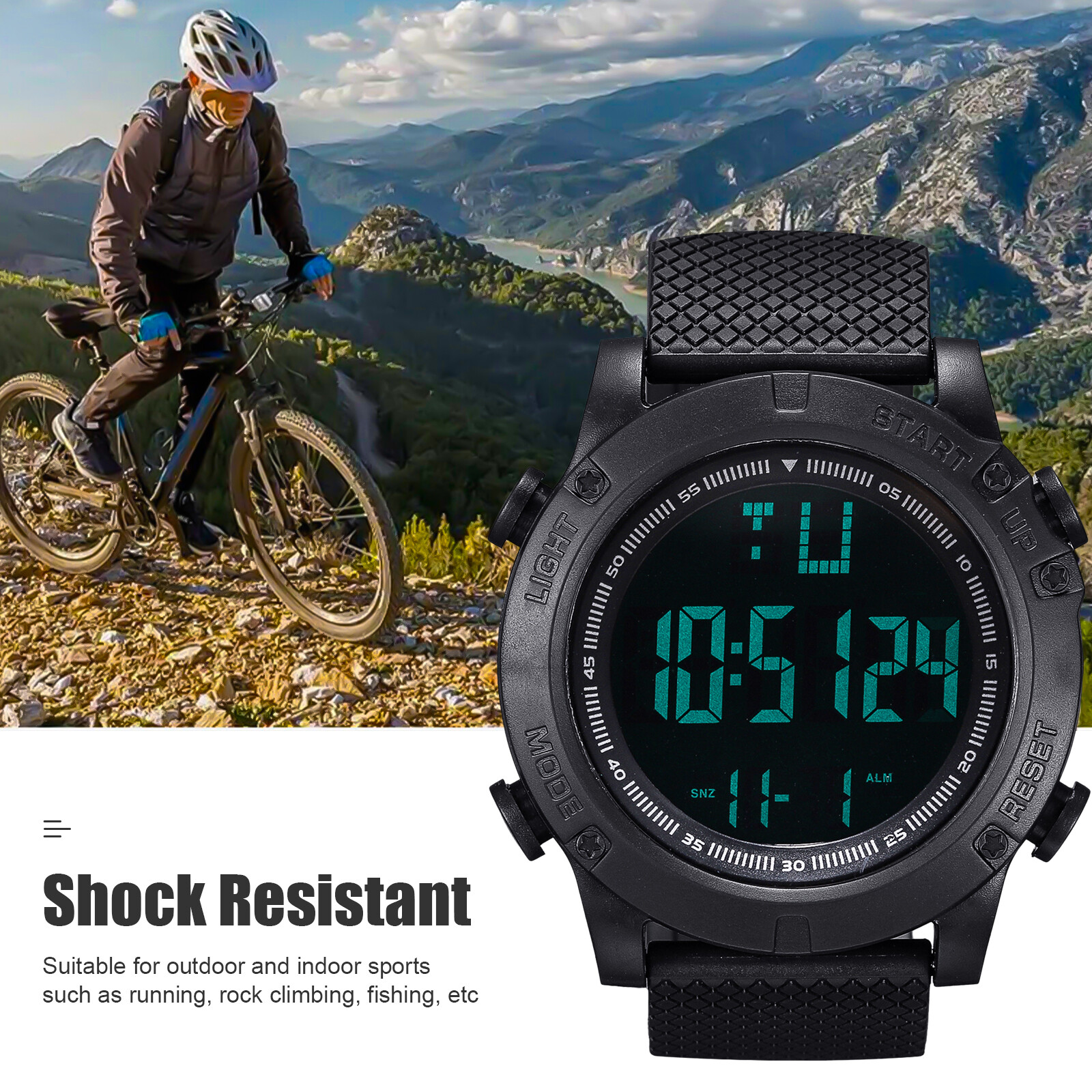 Men’s Military Digital Watch LED Screen Sports Large Face Waterproof Wristwatch