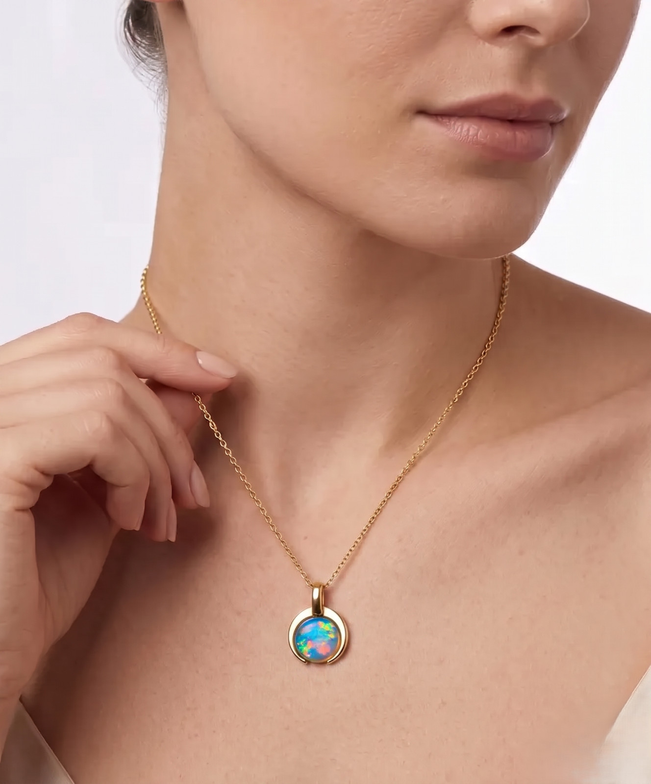 Ethiopian Opal Pendant 18k Gold Filled Fire Opal Womens Handmade Pendant Gift