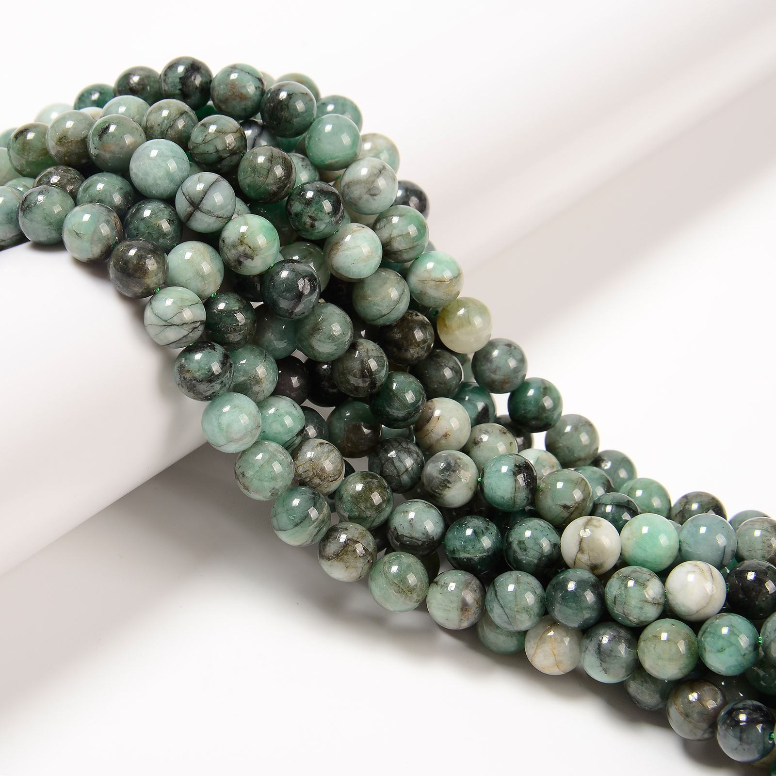 Grade A Natural Emerald Smooth Round Beads Size 4mm 6mm 8mm 10mm 15.5” Strand