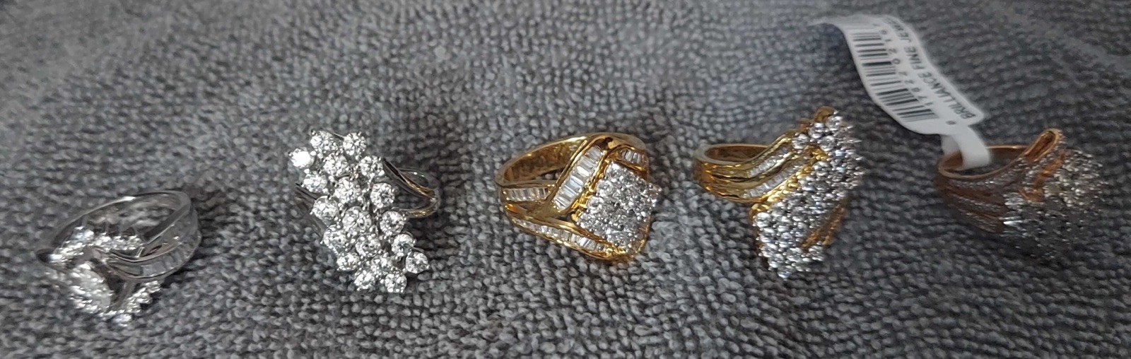 Silver and White Ring Lot with Unused Jewelry Cleaner USED Sold As Is