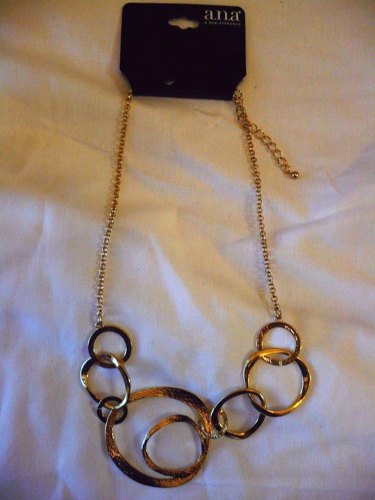 a.n.a. Necklace Gold Tone Metal Link 18-21 Inch Necklace NEW