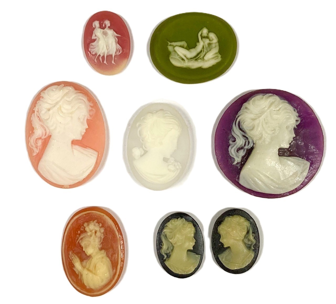 15 Vintage Assorted Resin Acrylic Cameos – DIY Jewelry Making & Repair Craft C80