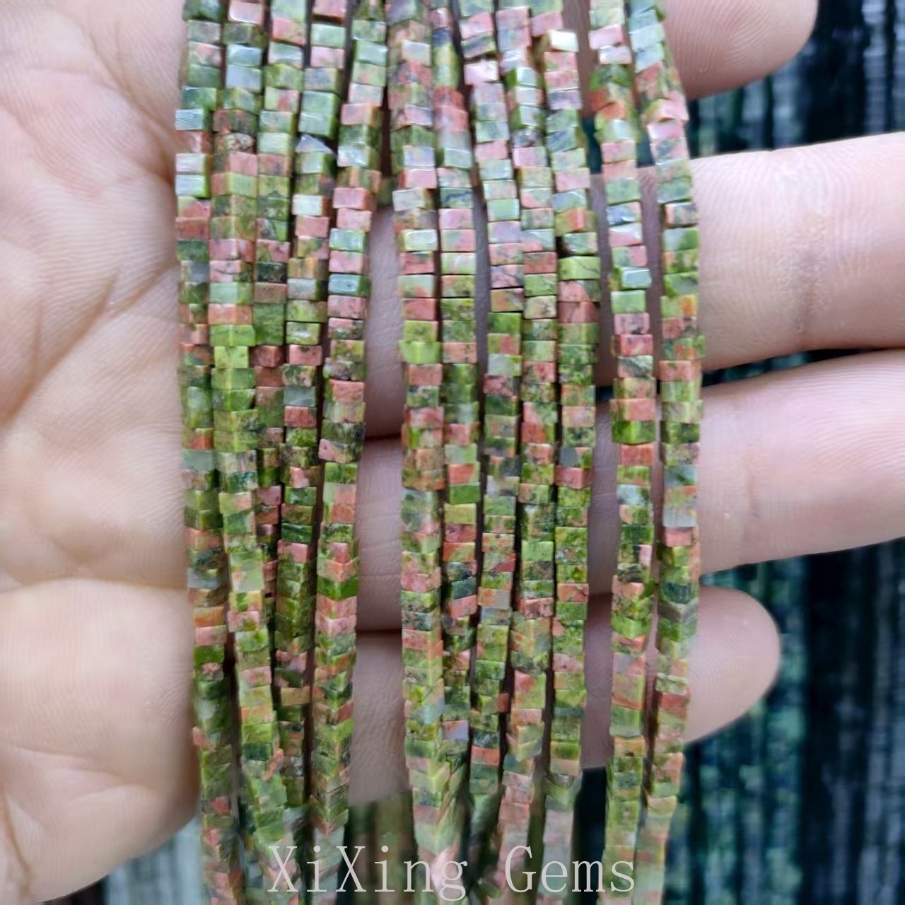 1x2mm Natural Unakite Flat Square Disc Spacer Beads for Jewelry Making DIY 15 IN