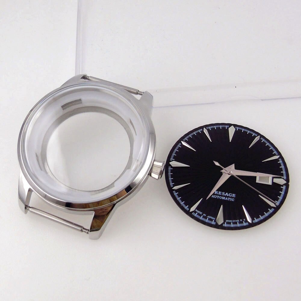 40mm Silver Rose Gold Watch Case Fit NH35 NH36 Black Blue 35mm Sunburst Dial