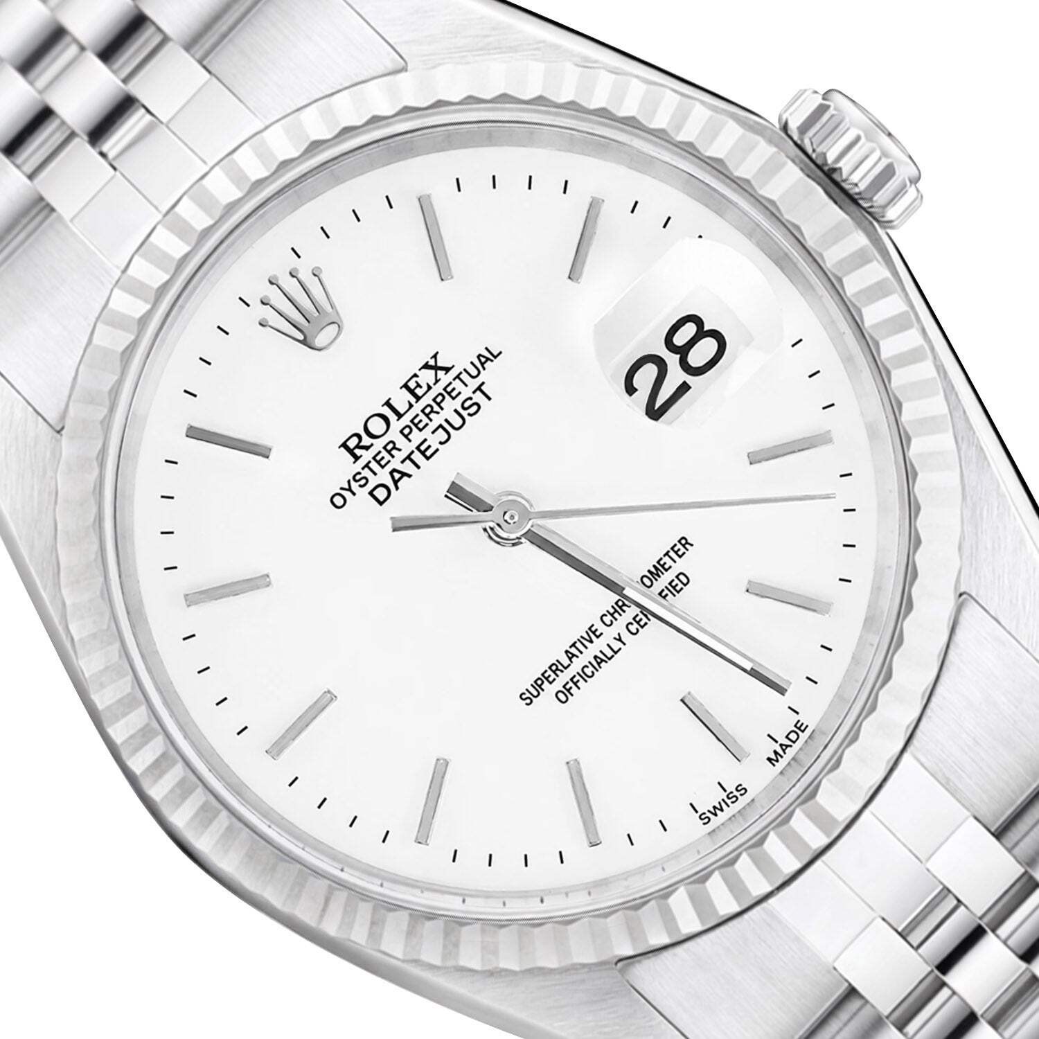 36mm Rolex Datejust 1601 18K Gold Bezel White Dial Jubilee Steel Band Men’s Watc