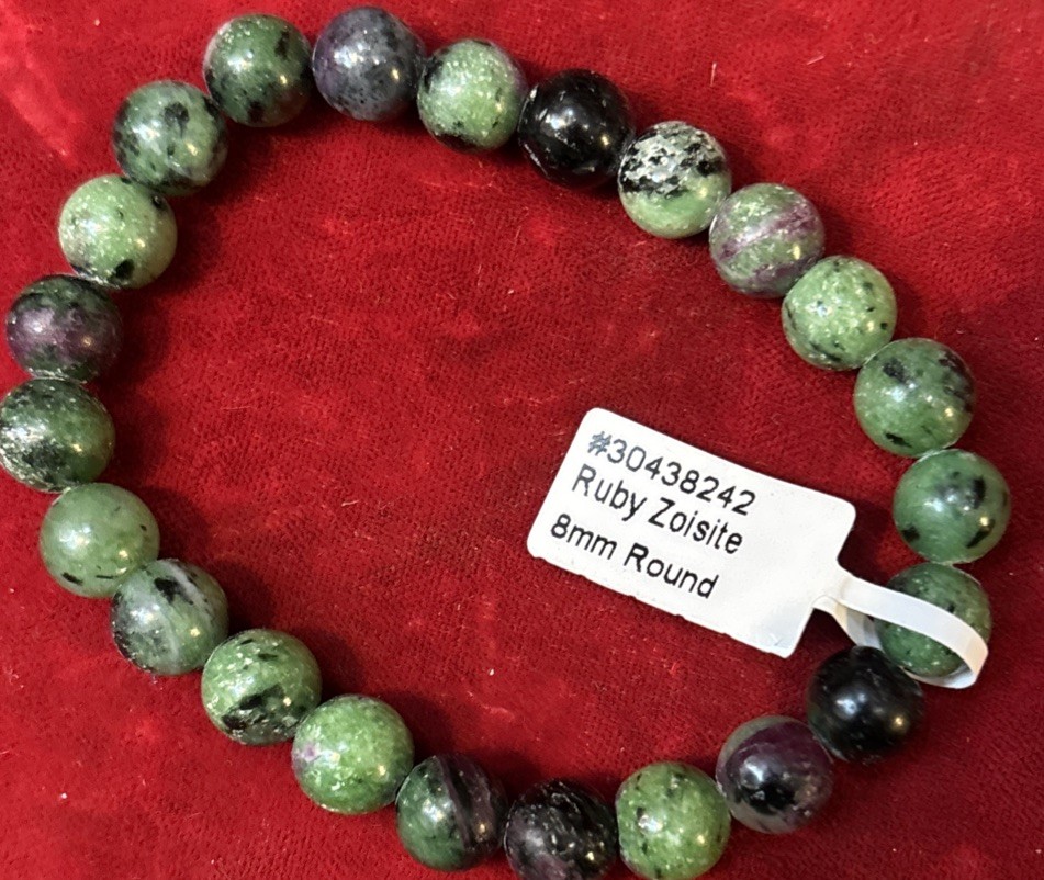 Ruby Zoisite 8 mm round Stretch bracelet
