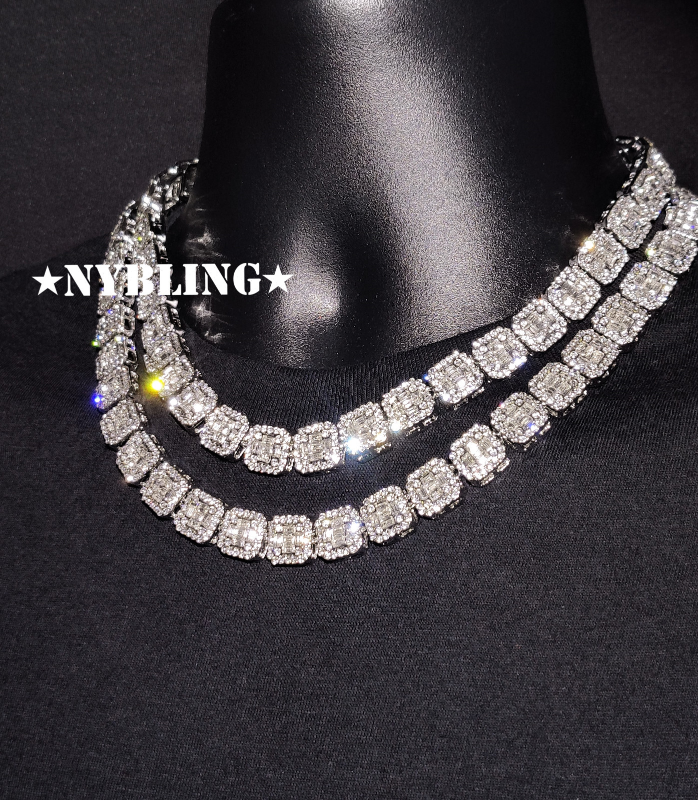 18″ or 20″ Iced Baguette Tennis Chain Choker Necklace Plated CZ Hip Hop Jewelry