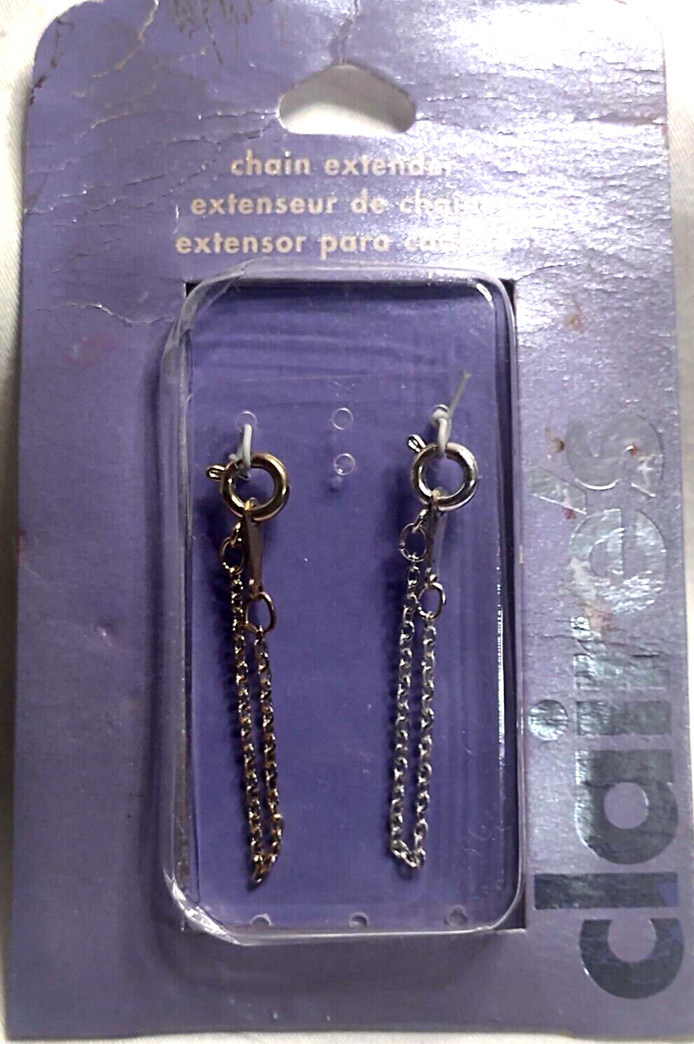 2-Pack Silver & Gold Tone Chain Extenders for Necklace or Bracelet Safety Clasp