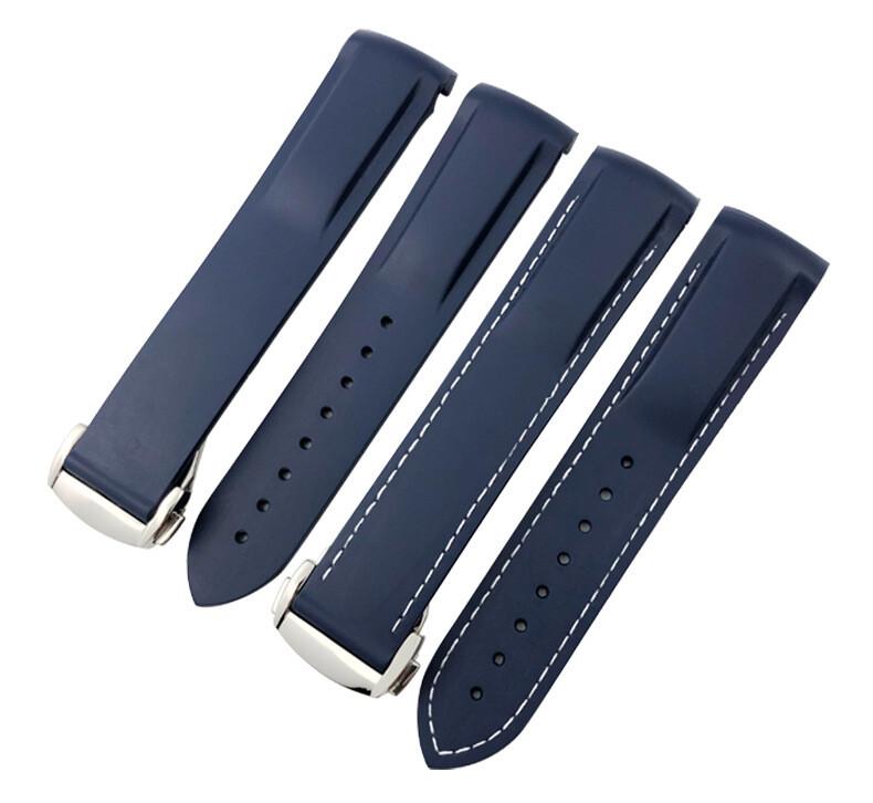 Luxury Silicone Watch Band Strap Curved End Waterproof 19/20/21/22mm Fit Omega