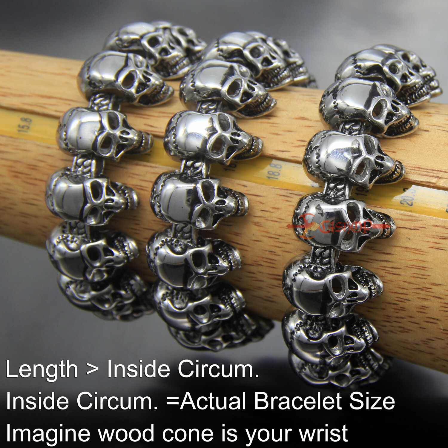 Men’s Heavy 316L Stainless Steel Skull Head Chain Necklace Gothic Biker Bracelet