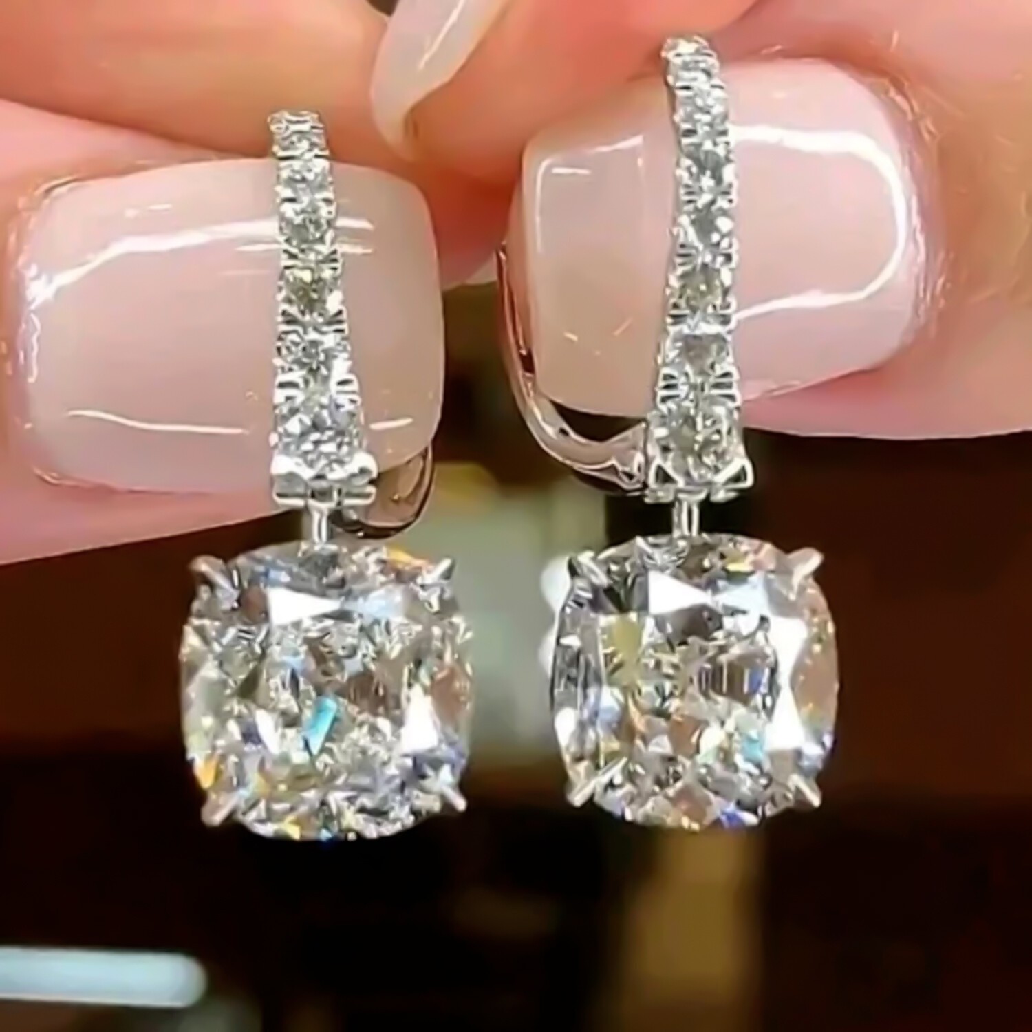 Certified 4.00 Ct F VS1 Lab Diamond Dangler Earrings In 925 Sterling Silver