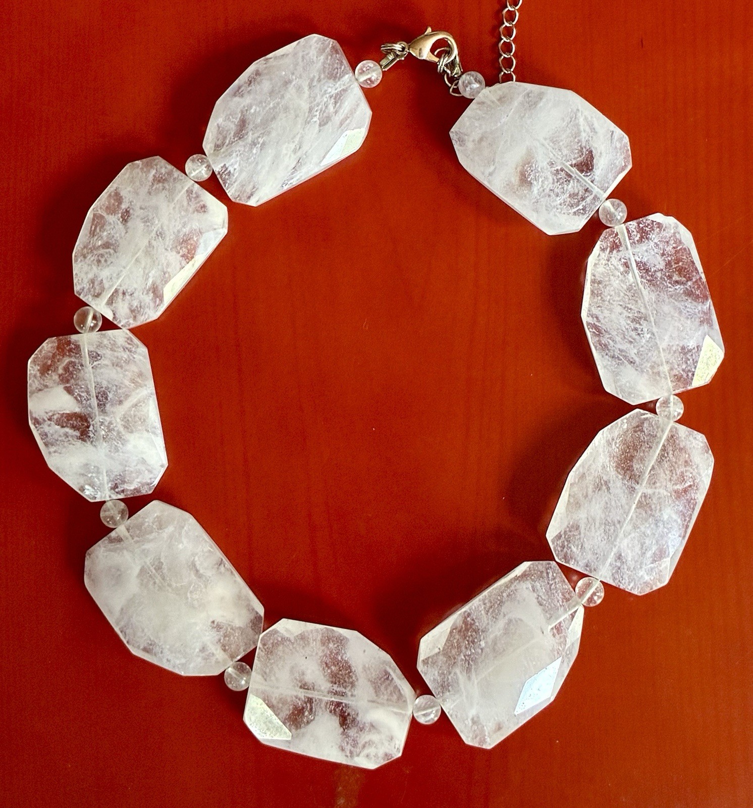 Faceted Clear Quartz Beaded Statement Necklace
