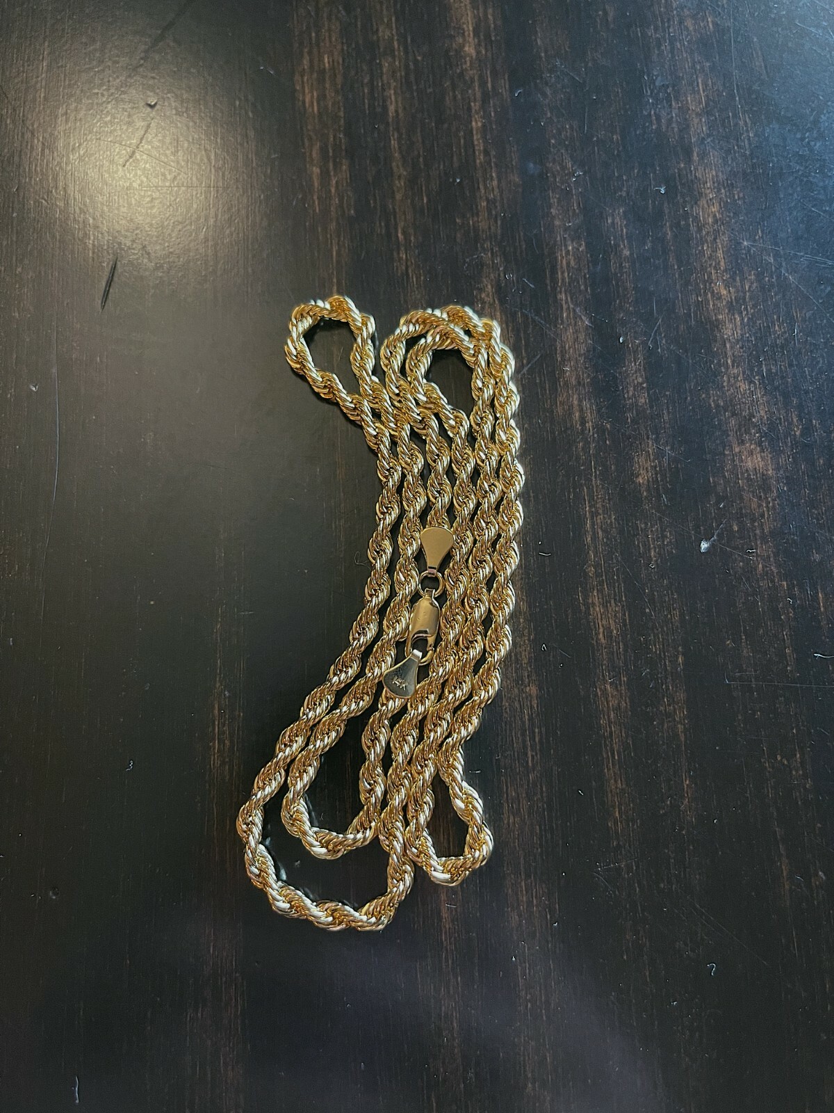 Men’s 14k Gold Stamped Rope Chain 24 Inches ” 4mm Wide Plated Necklace