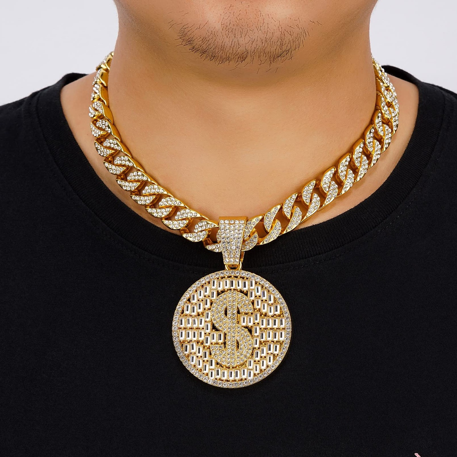 DRUPACE Miami Mens Women Boys Cuban Link Chain Silver Gold Plated Bling Neckl…