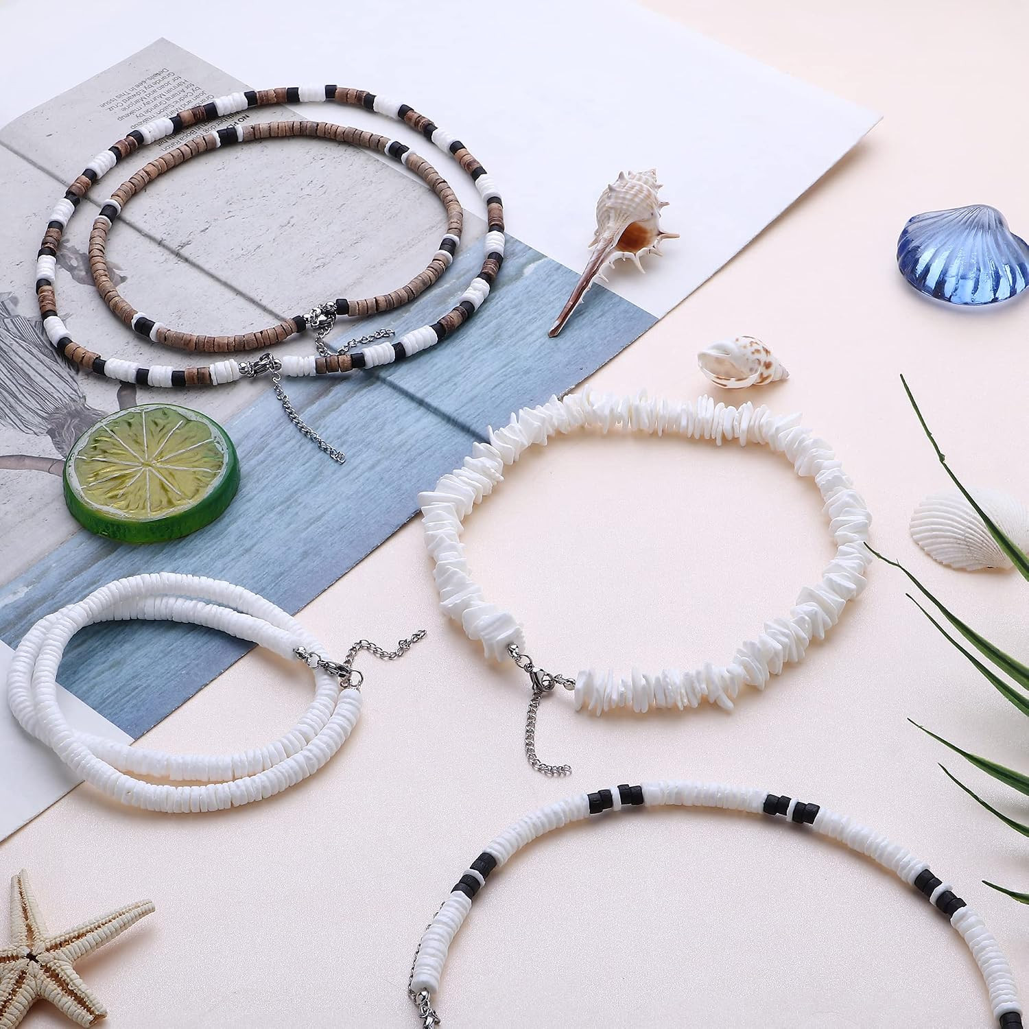 Surfer Necklace for Men Women Puka Shell Necklaces Men Sea Shell Beach Necklace