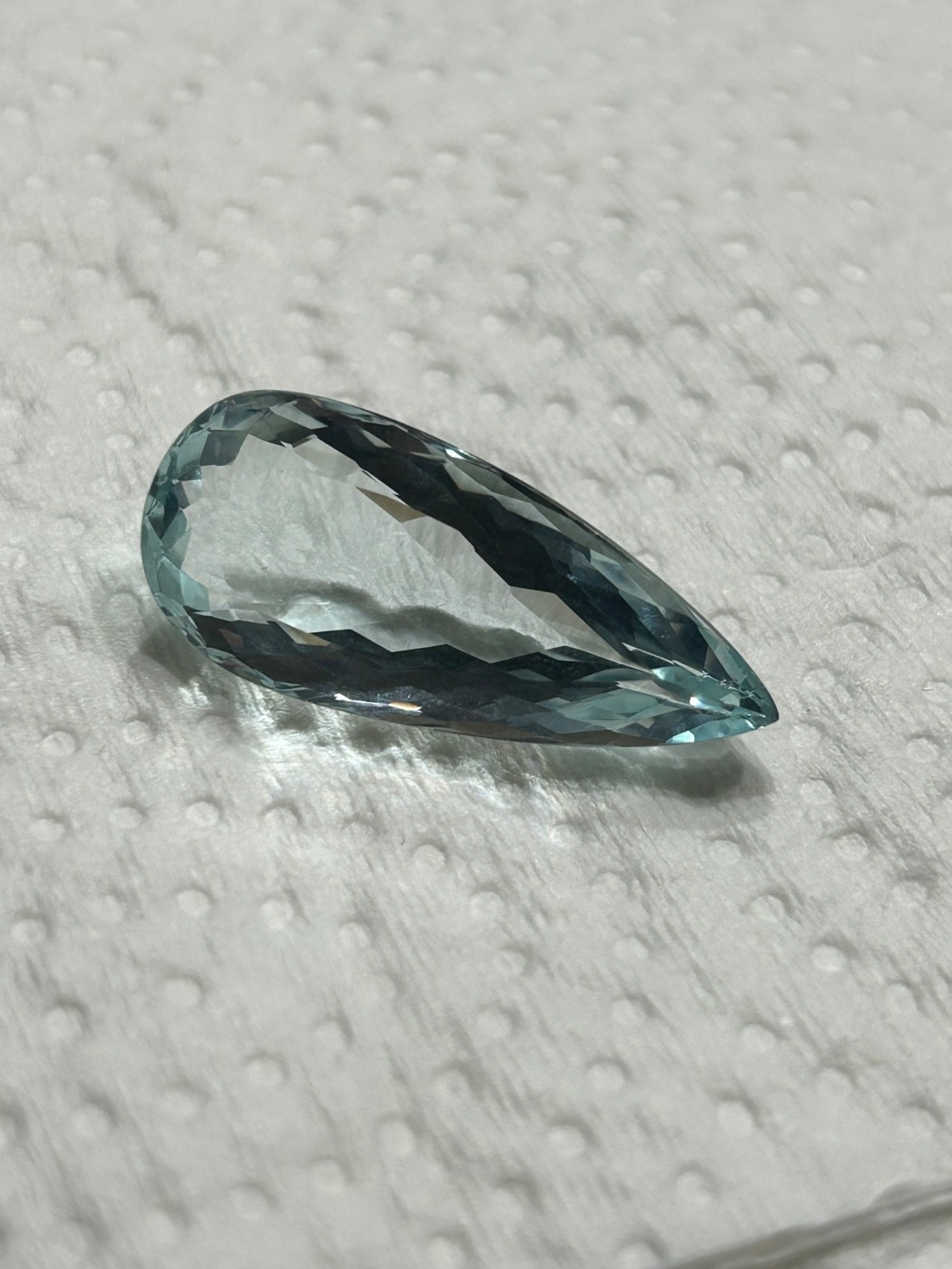 Very Light BLUE TOPAZ 23 CT Faceted Pear /Tear Drop Natural Gemstone 33 x 14 mm