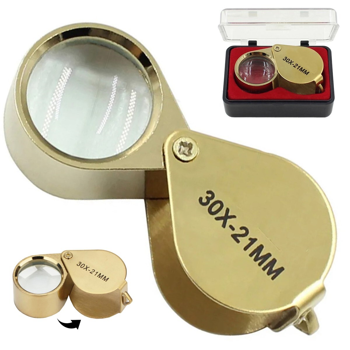 30x Jewelers Loupe Magnifier Inspection Coin Loop Magnifying Glass Eye Pocket