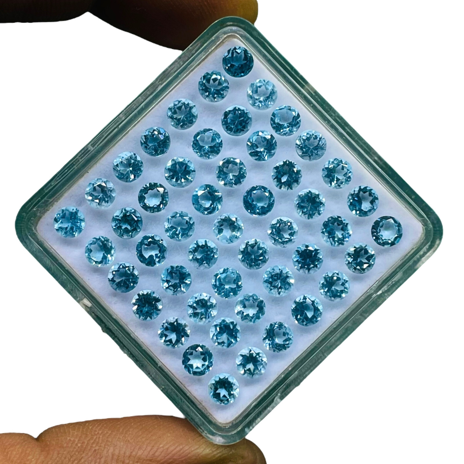 VVS 25 Pcs Natural Blue Topaz 4mm Round Cut Top Quality Loose Gemstones Lot