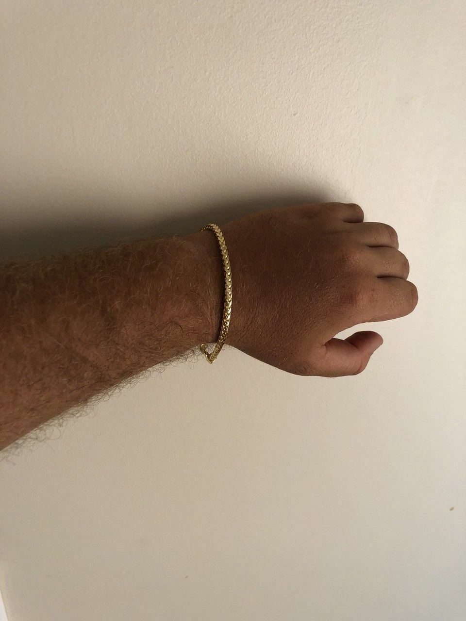 Men’s Thick 4mm Franco Bracelet 14k Gold Plated Solid 925 Sterling Silver Italy