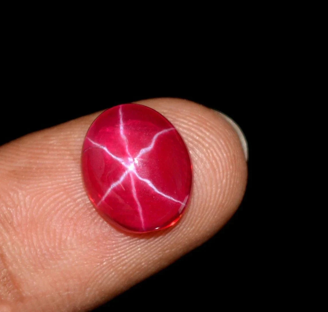 8 Ct Natural 6 Rays Red Star Ruby Oval Cabochon Certified Loose Gemstone Burma