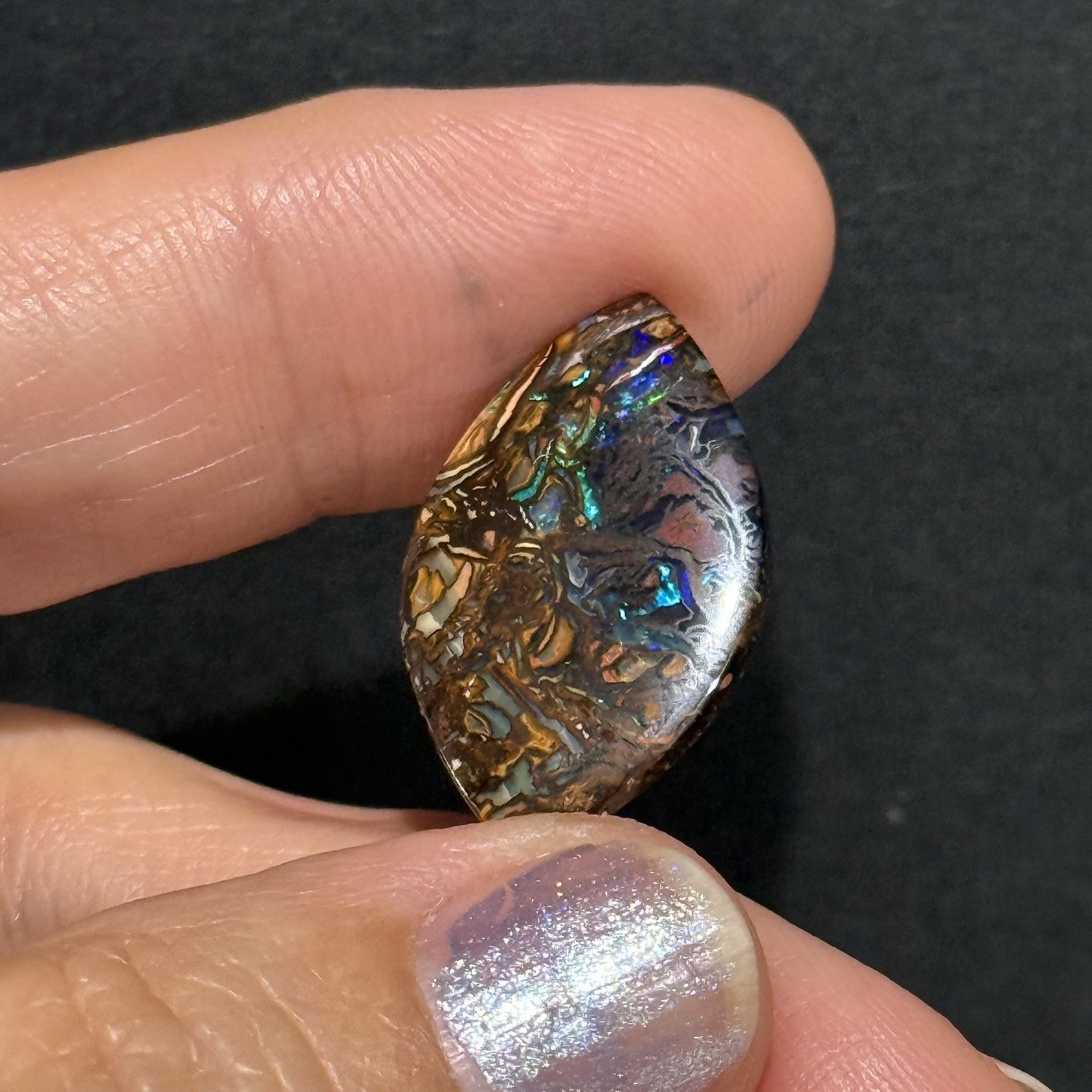 8.05ct 24×14.6×2.7mm Finely Polished Australian Koroit Boulder Opal Cabochon