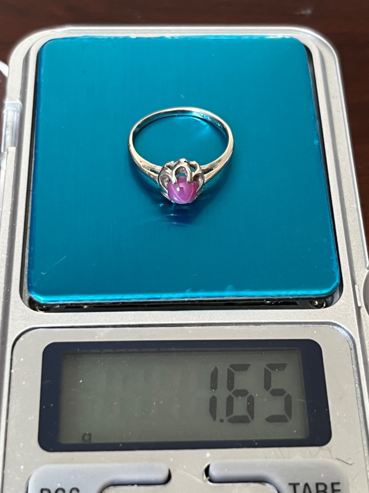 1960s Pink Star Sapphire Ring Belcher Buttercup 10K White Gold Size RAREnot blue