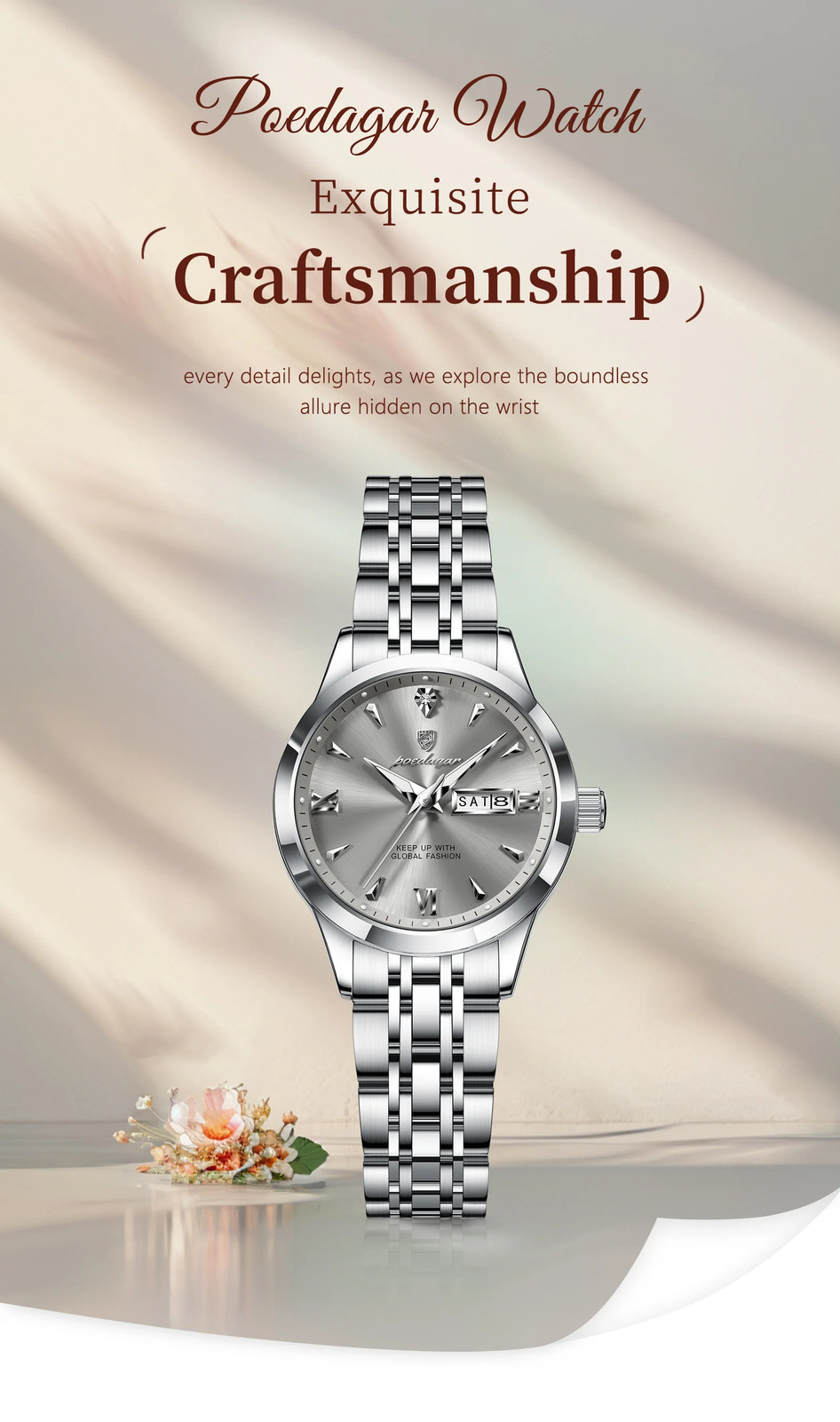 Watch For Woman Waterproof Luminous Date Week Ladies Watch