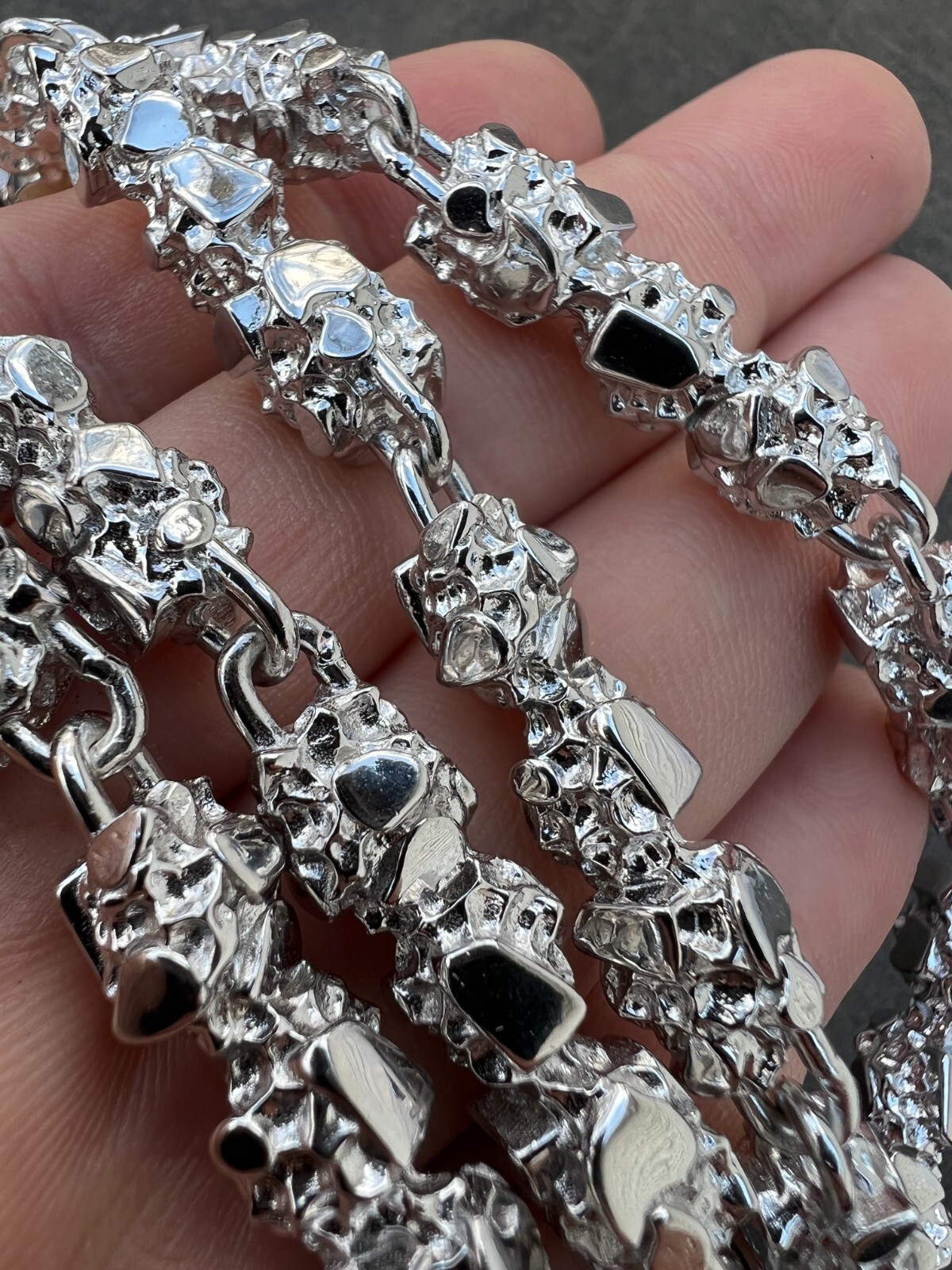Mens HEAVY Real Solid 925 Sterling Silver Nugget Link Chain Necklace 8mm 18-30″