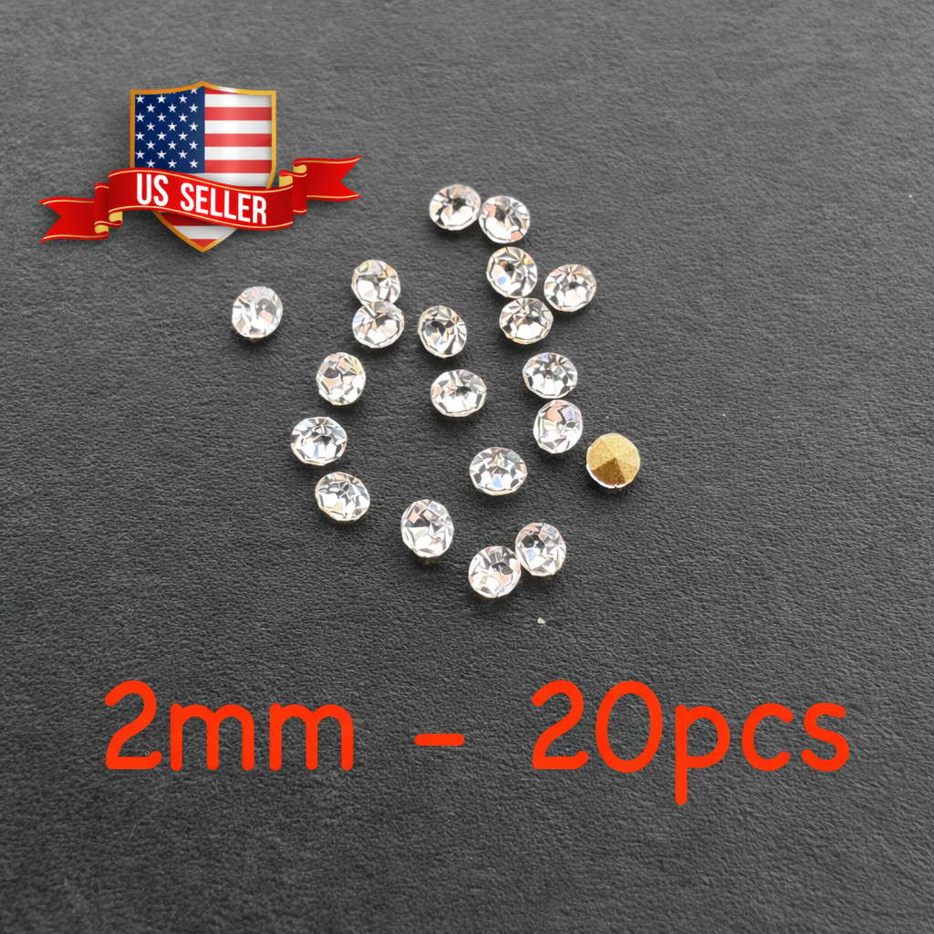 20 pcs 2mm 13pp Round Foil Back Crystal Rhinestones Jewerly Repair Artwork Craft