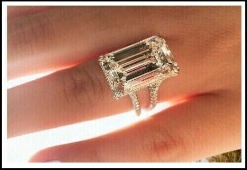 4 Ct Emerald Cut Simulated Diamond Engagement Ring 14K White Gold Plated