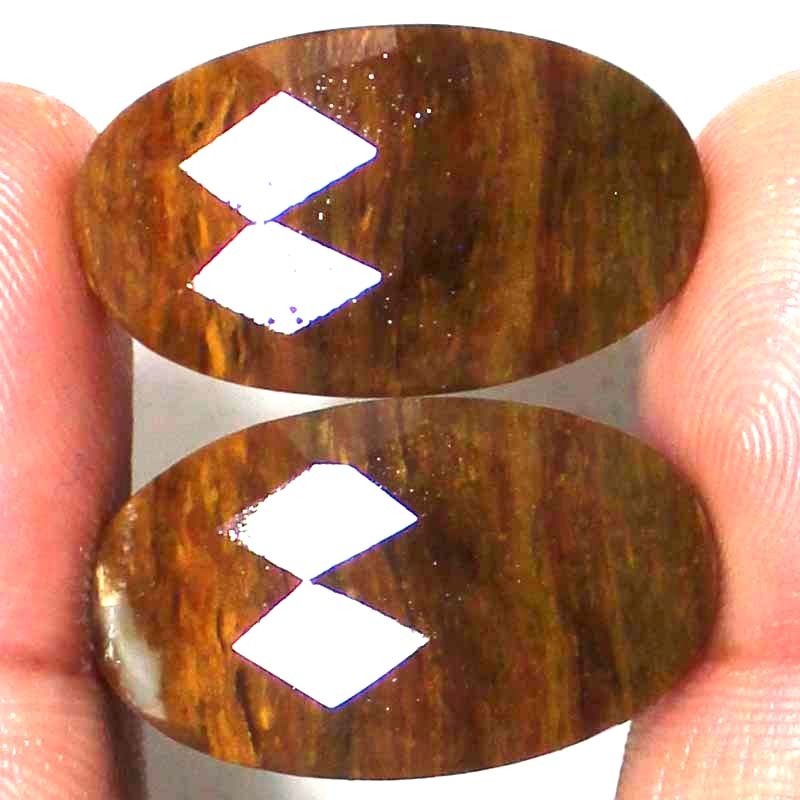 37.85 Cts Natural Picture Jasper Pair Cut Oval Cabochon Loose Gemstone 17x28x4mm
