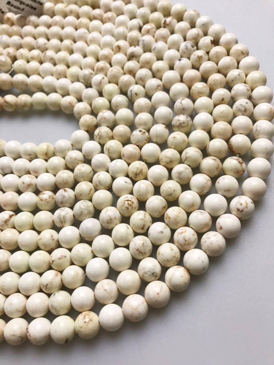 White Turquoise Smooth Round Beads 2mm 3mm 4mm 6mm 8mm 10mm 12mm 15.5″ Strand