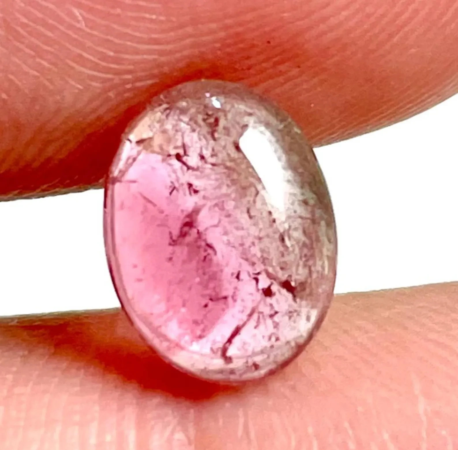 NATURAL BIO TOURMALINE – 7X9 M.M. Oval Cabochon, Handmade, 1.55 Carats