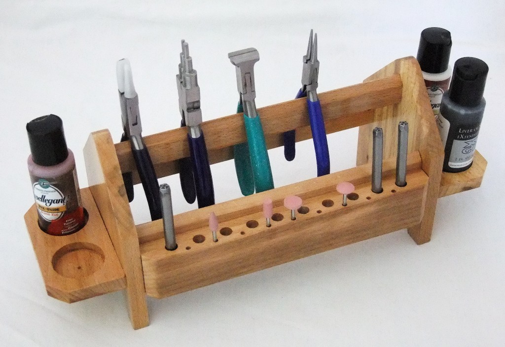 Solid Wood Bench Top Plier And Tool Organizer Assembled