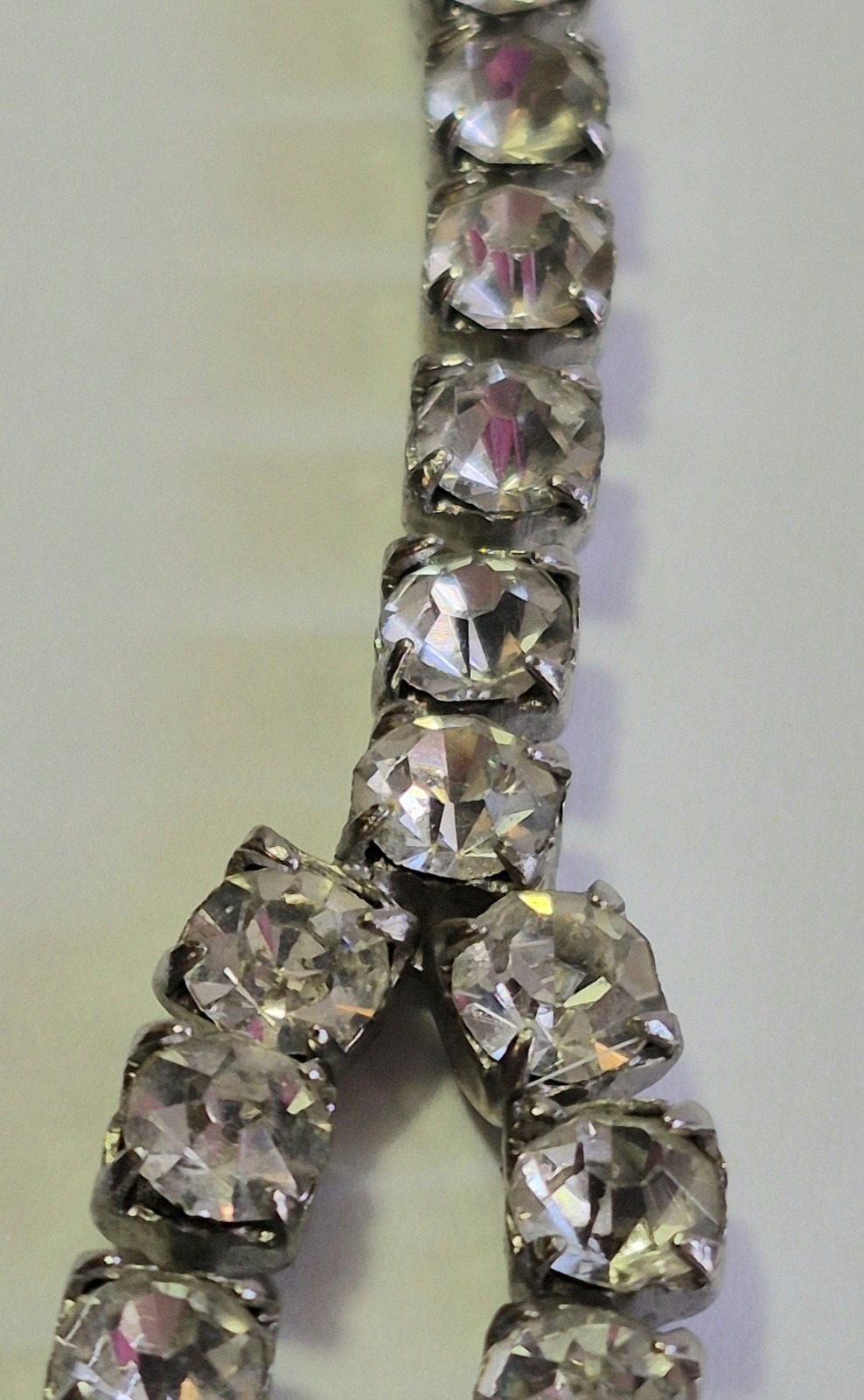 Vintage Rhinestone Choker Necklace Glass Prong Set Foiled Back Bridal Statement