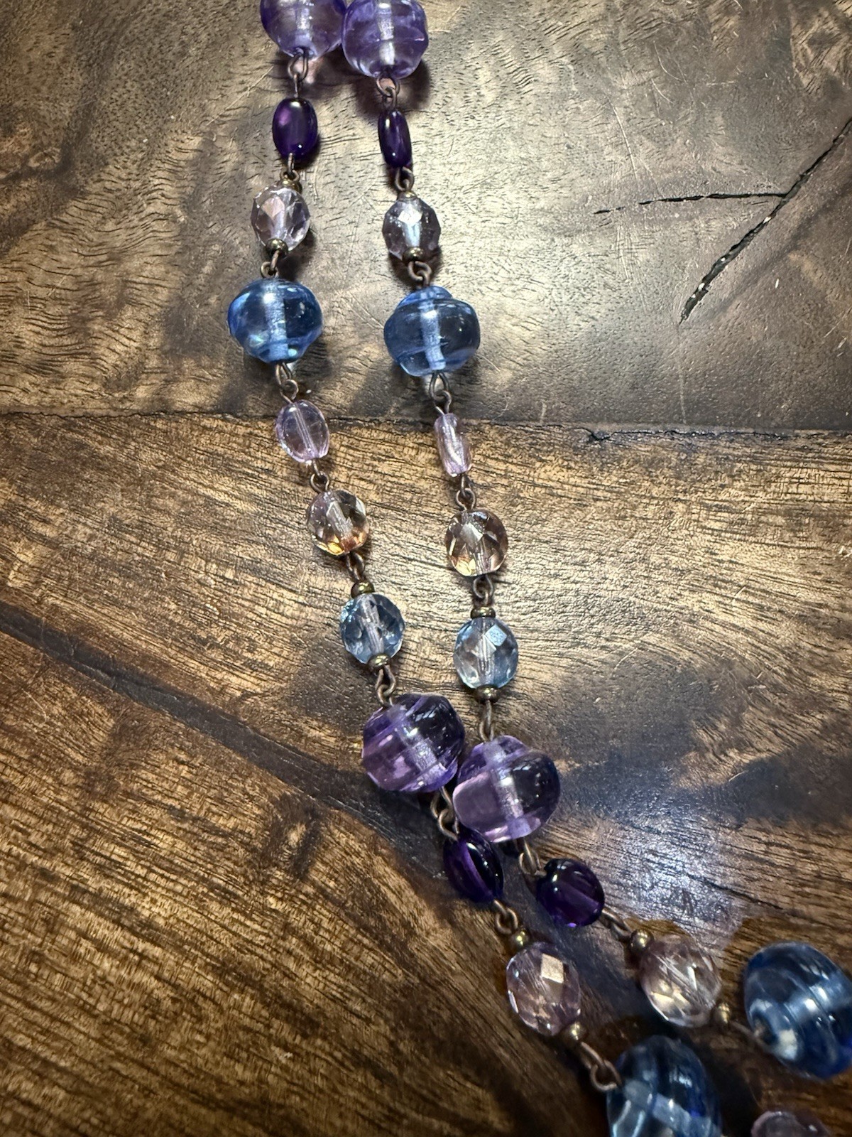 Joan Rivers Czech Republic Blue/Purple/Multi Glass Linked Bead Necklace, 48”