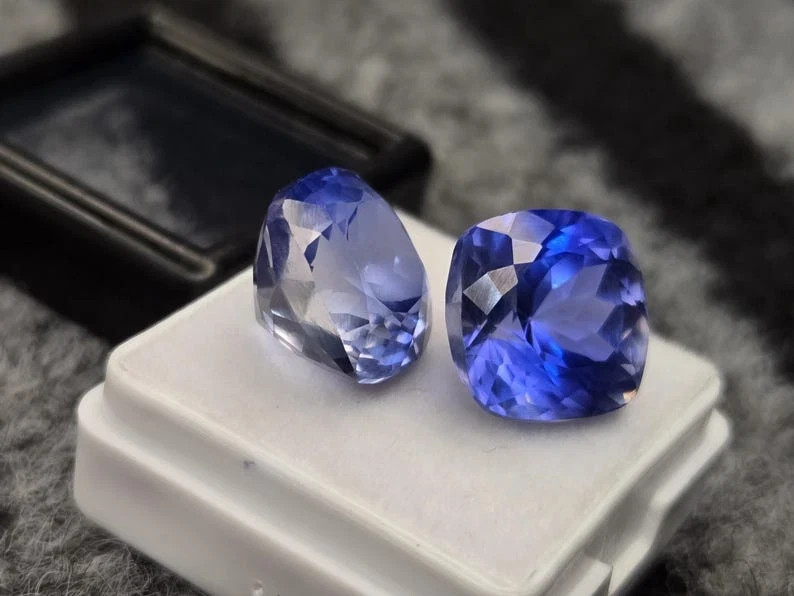 Natural 30 Ct Blue Sapphire Ceylon Cushion Cut Certified Loose Gemstone Pair