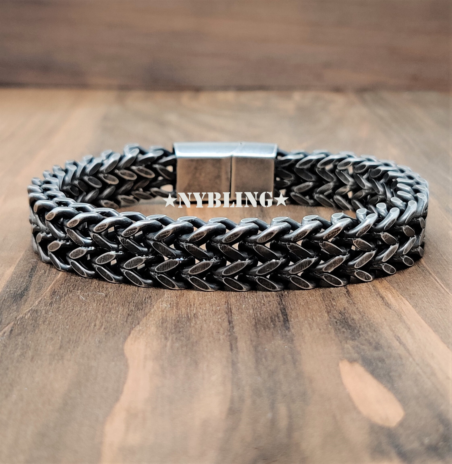 Stainless Steel Bracelet Meshed Woven Curb Chain Cuban Link Wristband Men Women