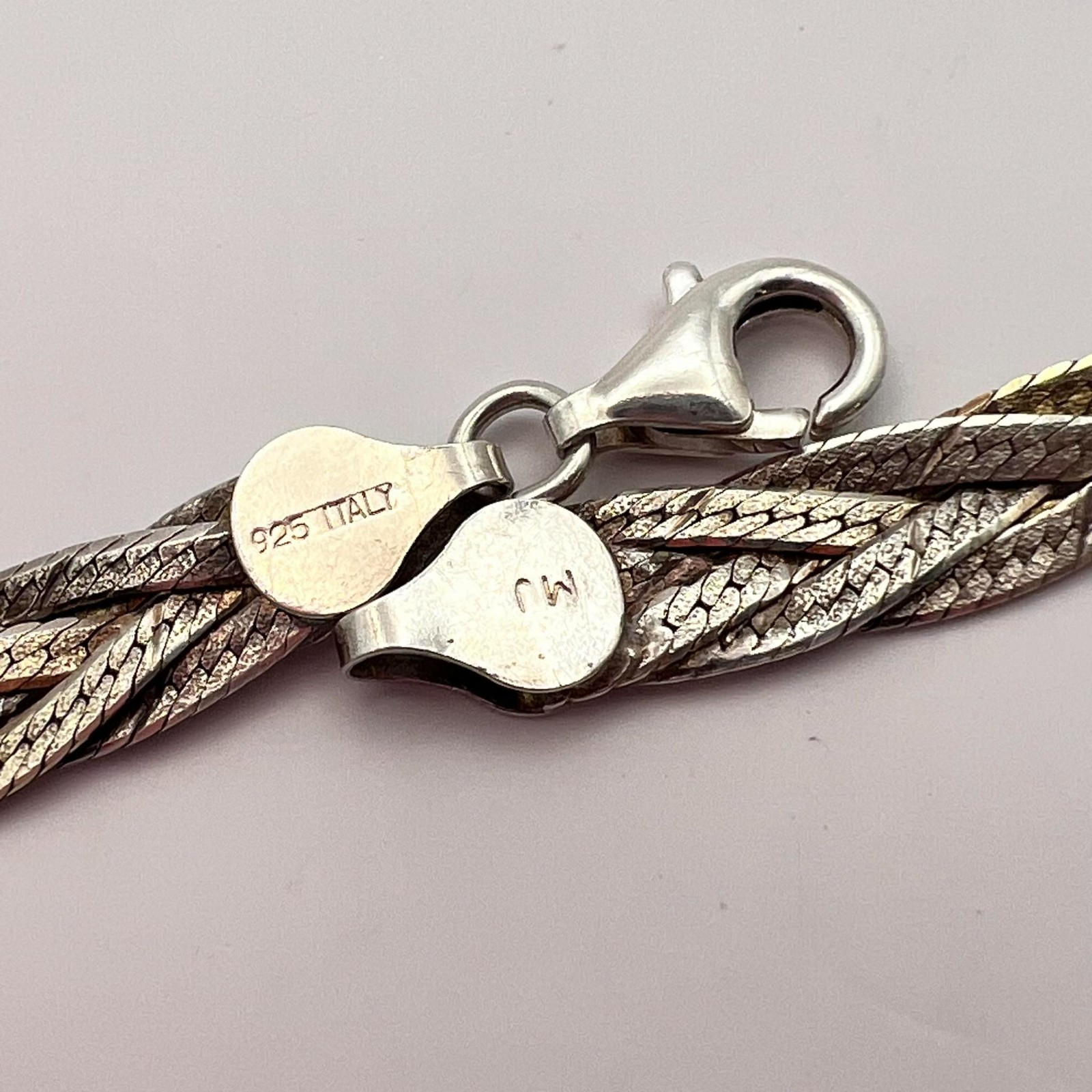 Vintage Italy 925 Sterling Silver Braided Chain Necklace 46cm 17.8g Unisex