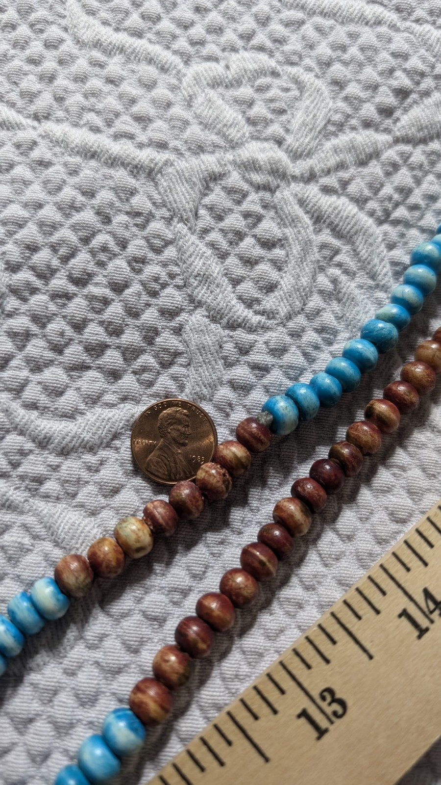 Mexican Wooden Bead Necklace Handmade 23.5″ Endless Turquoise/Brown Colors