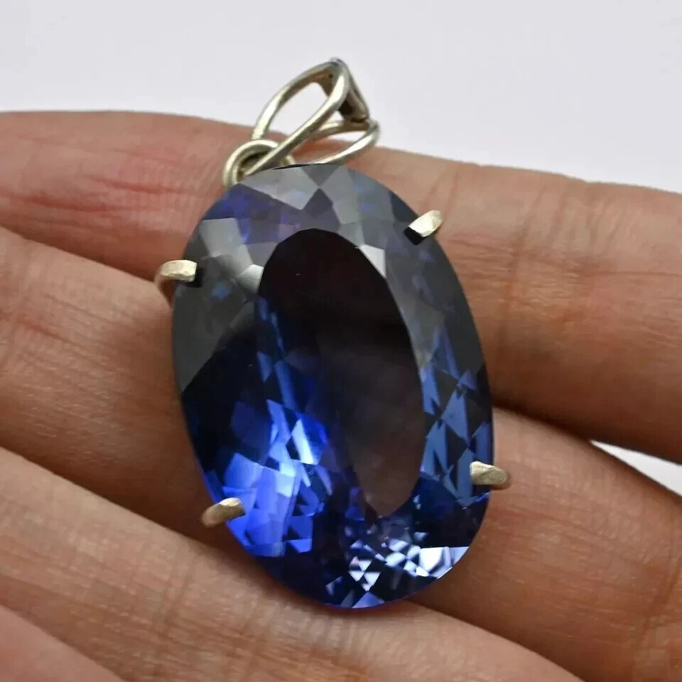 Natural Ceylon Blue Sapphire 40 Ct Oval Cut AGL Certified Rare Gemstone Pendant