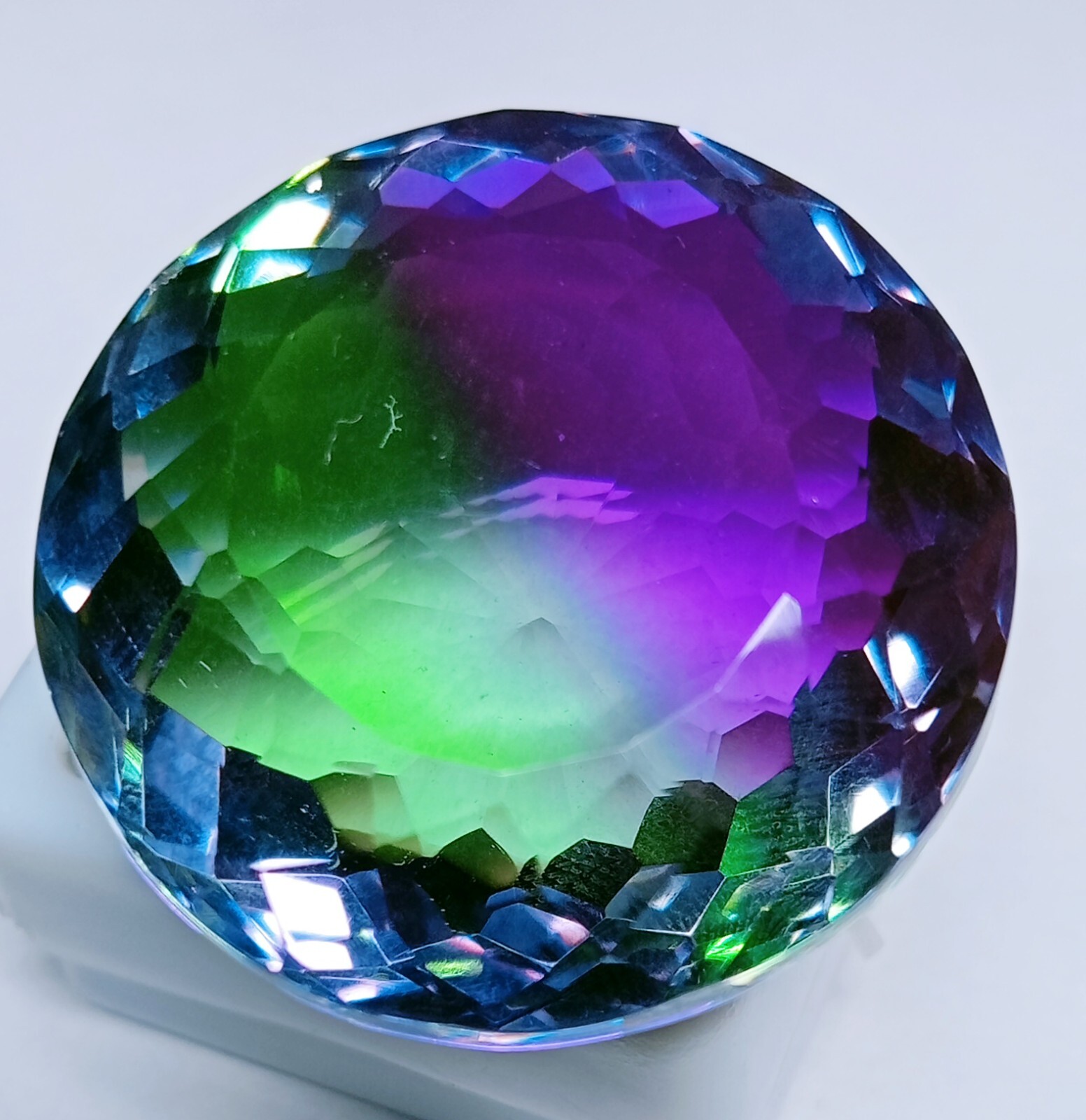Natural Large Size Tourmaline Bi-Color Round Cut Certified 90.75 Ct Gemstone